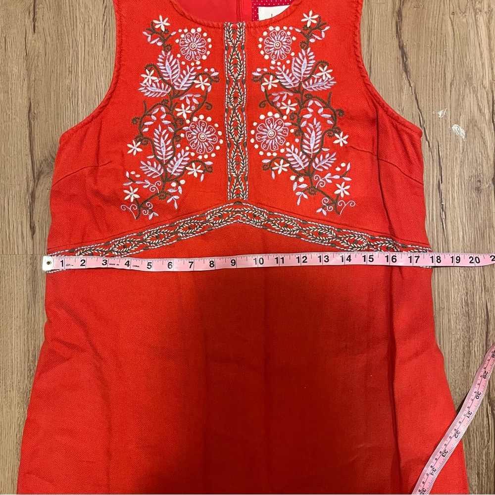 Anthropologie Embroidered Red Dress sleeveless size 6 - Picture 8 of 8